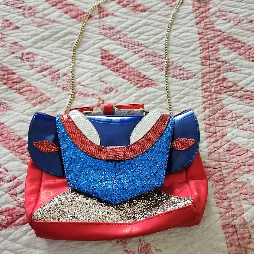 Danielle Nicole Red and Blue Glitter Crossbody Bag